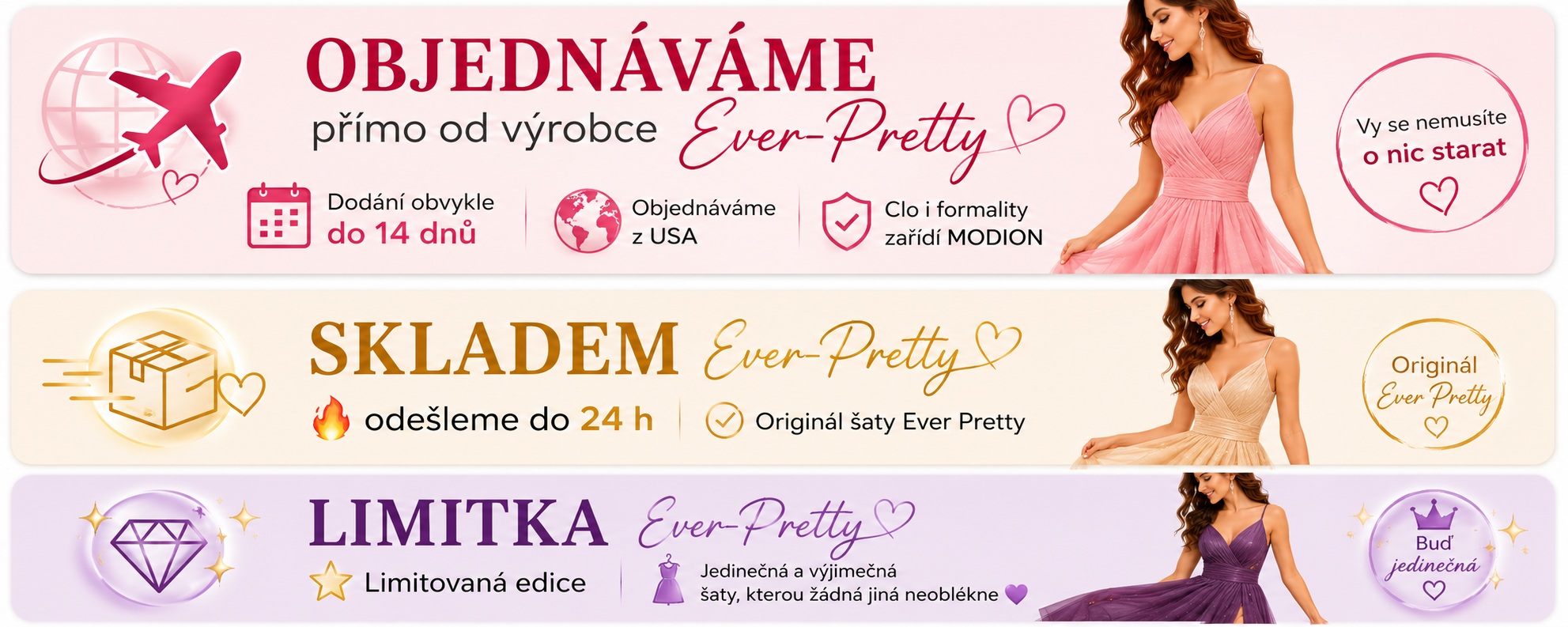 Společenské šaty Ever Pretty koupíte na Modion.cz distributor značky Ever Pretty pro ČR